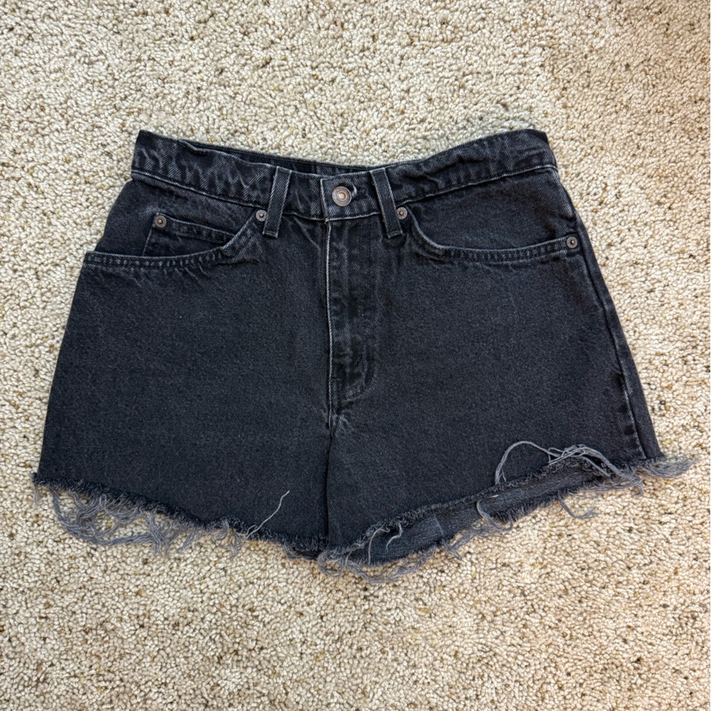 Women’s Vintage Levi 560 Black Denim Orange Tab Shorts